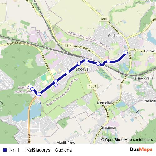 Nr. 1 bus Line Map