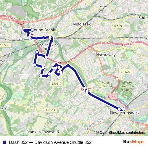 Dash 852 bus Line Map