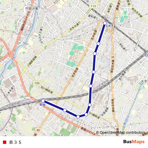 志３５ bus Line Map