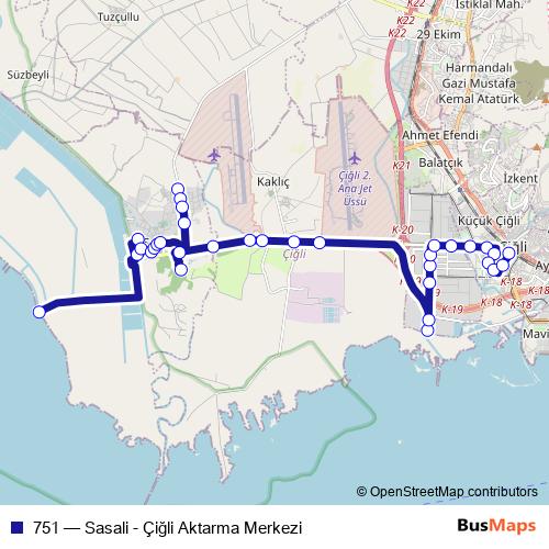 751 bus Line Map