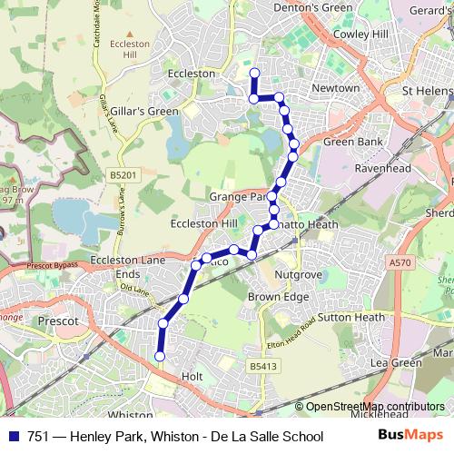 751 bus Line Map