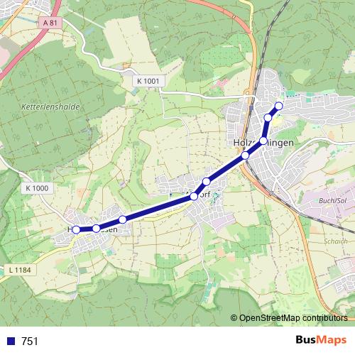 751 bus Line Map