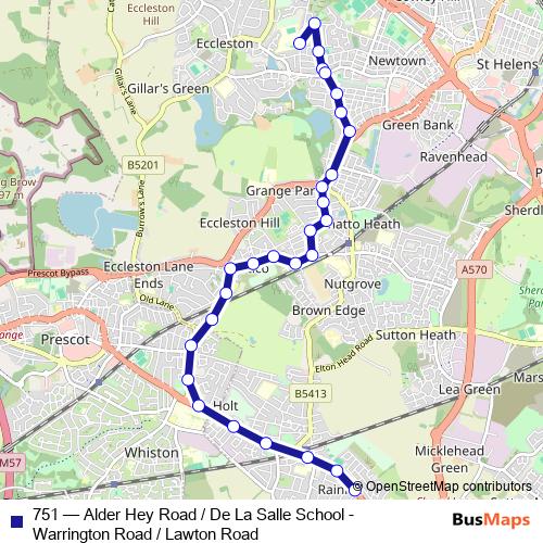 751 bus Line Map