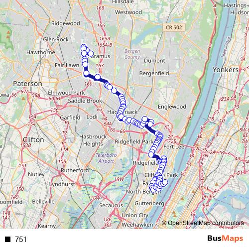 751 bus Line Map