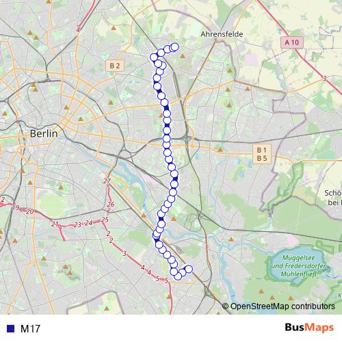 M17 tram Line Map