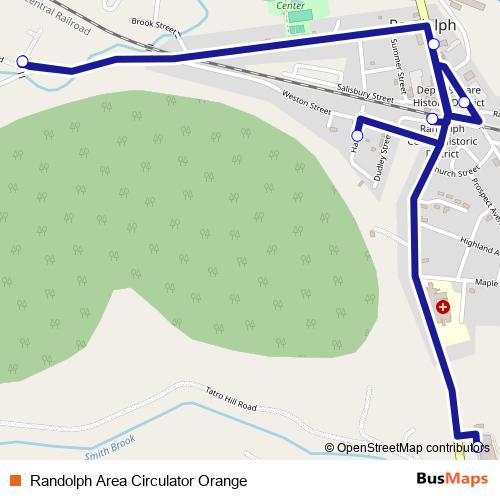 Randolph Area Circulator Orange bus Line Map