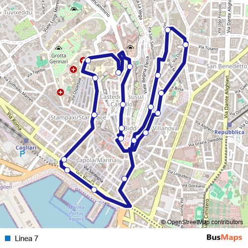 Linea 7 bus Line Map