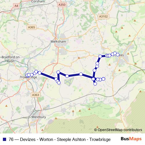 Bus route 76 - Trowbridge - Steeple Ashton - Worton - Devizes in Worton