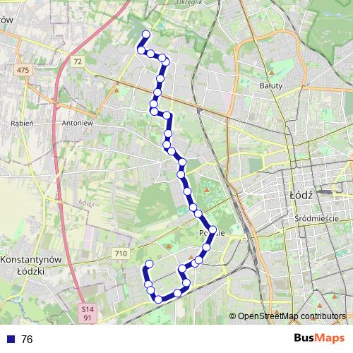 76 bus Line Map