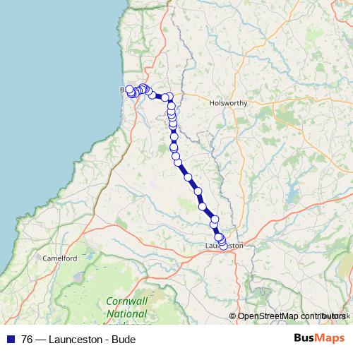 76 bus Line Map