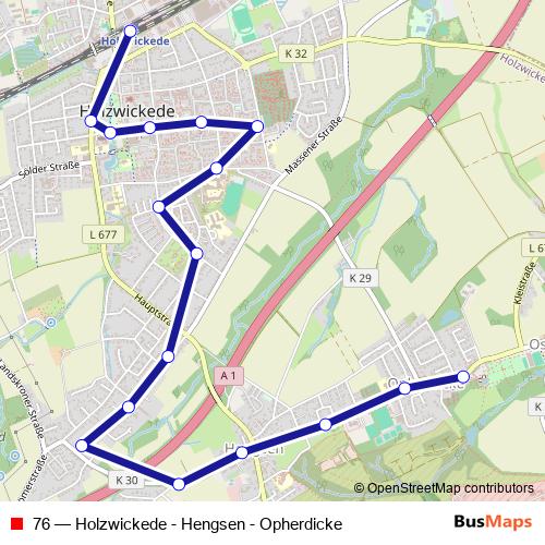 76 bus Line Map