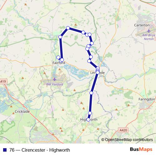 76 bus Line Map