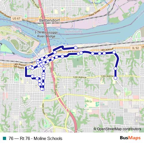 76 bus Line Map