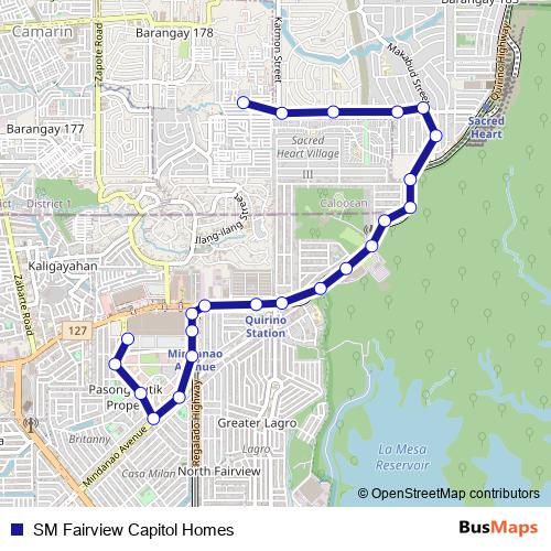 SM Fairview Capitol Homes bus Line Map
