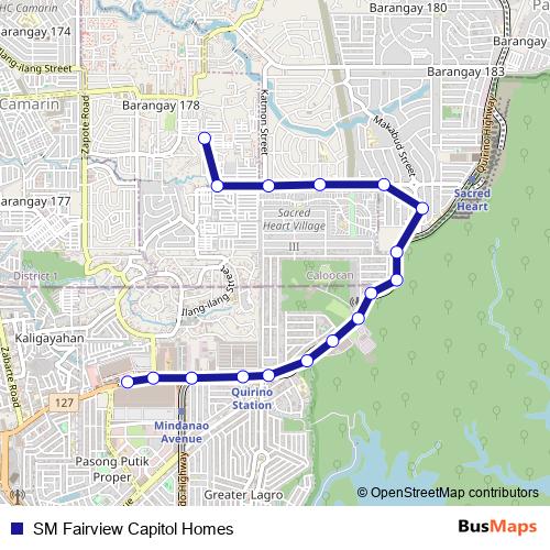 SM Fairview Capitol Homes bus Line Map