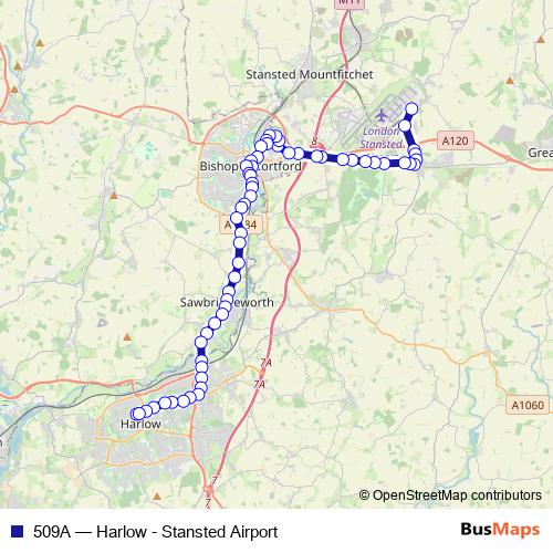 509A bus Line Map