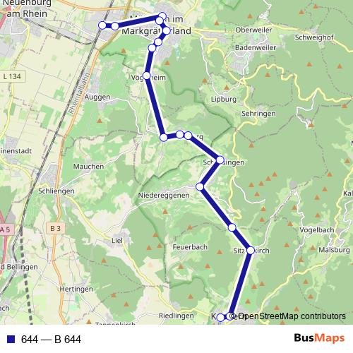 644 bus Line Map