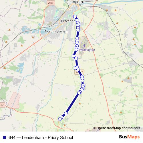 644 bus Line Map