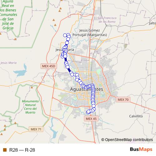 R28 bus Line Map