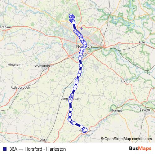 36A bus Line Map