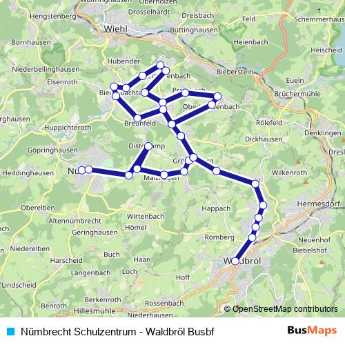 Nümbrecht Schulzentrum - Waldbröl Busbf tram Line Map