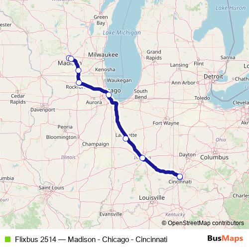 Flixbus 2514 bus Line Map
