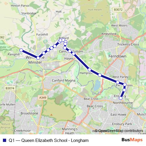 Q1 bus Line Map