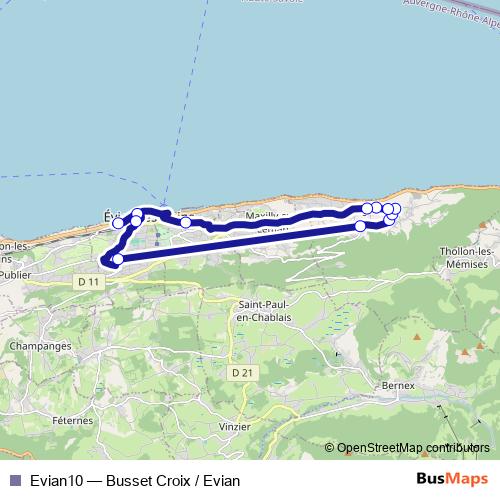 Evian10 bus Line Map