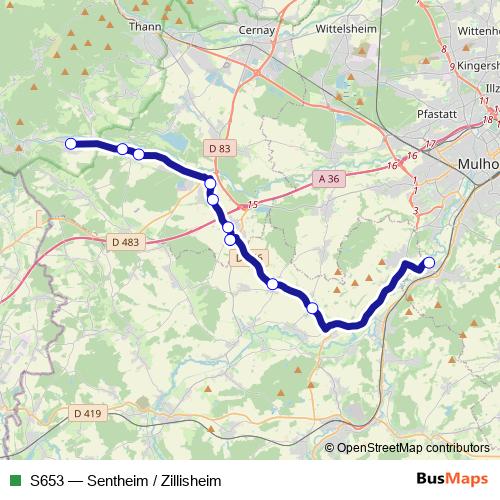 S653 bus Line Map