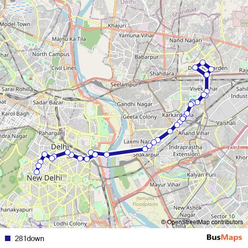 281down bus Line Map