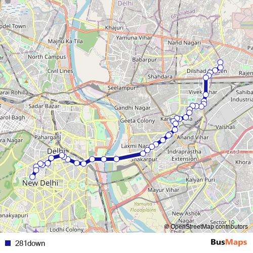 281down bus Line Map