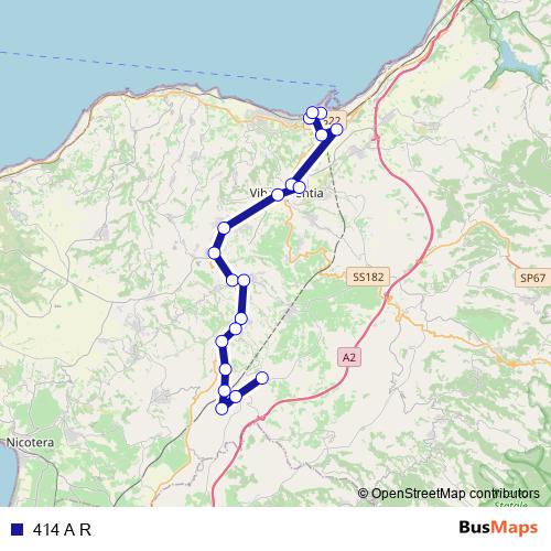 414 A R bus Line Map
