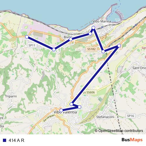 414 A R bus Line Map