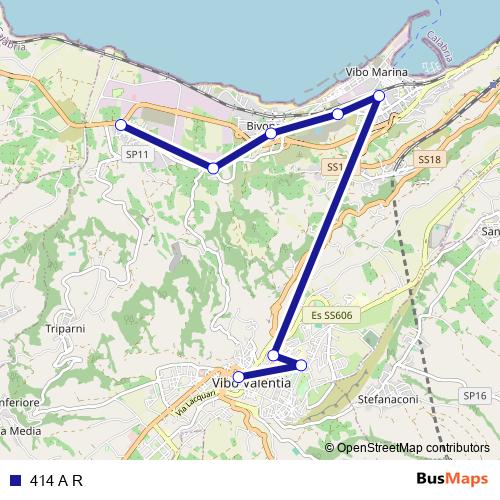 414 A R bus Line Map