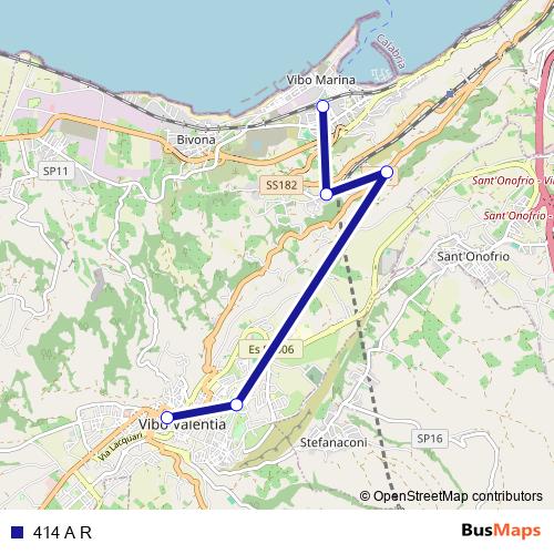 414 A R bus Line Map