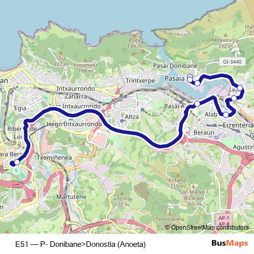 E51 bus Line Map