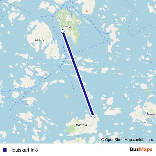 Houtskari-Iniö ferry Line Map