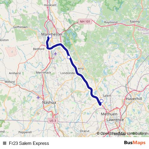 Fr23 Salem Express bus Line Map