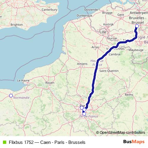 Flixbus 1752 bus Line Map
