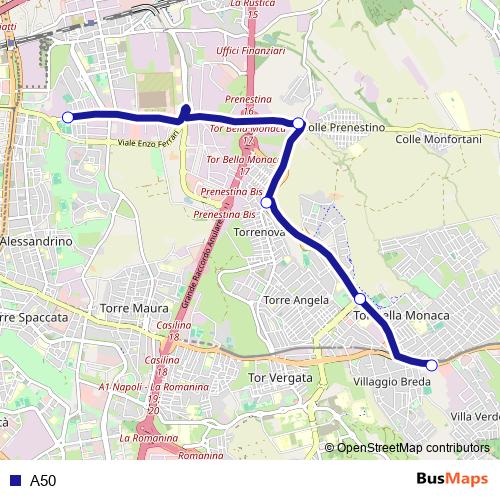 A50 bus Line Map