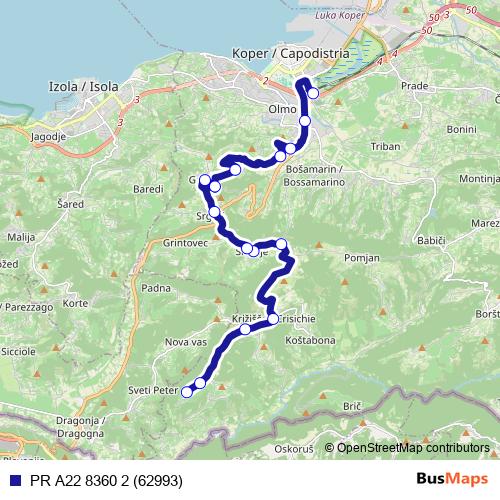 PR A22 8360 2 (62993) bus Line Map