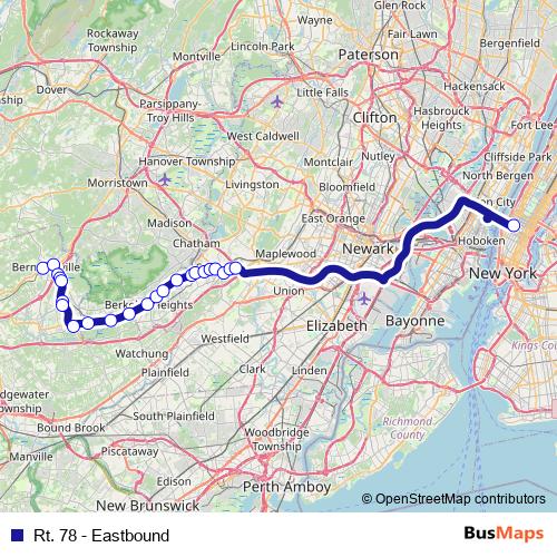 Rt. 78 - Eastbound bus Line Map