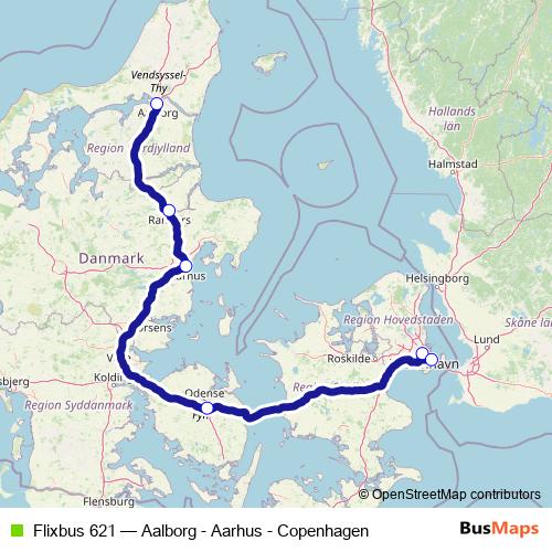 Flixbus 621 bus Line Map