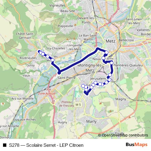 S278 bus Line Map