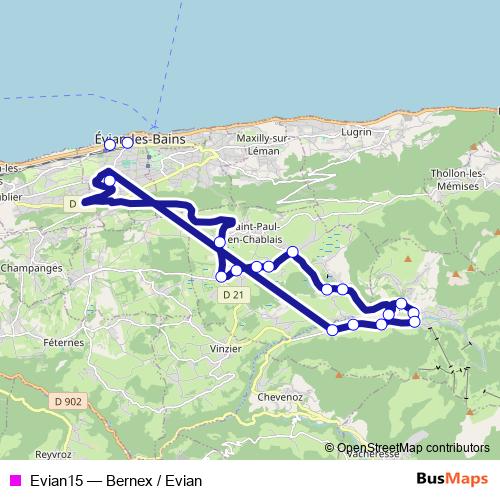 Evian15 bus Line Map