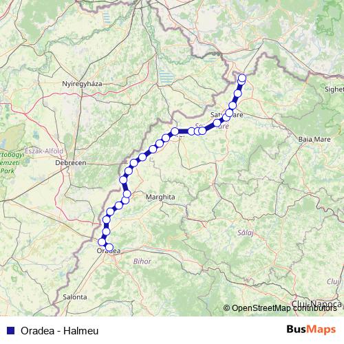 Oradea - Halmeu rail Line Map