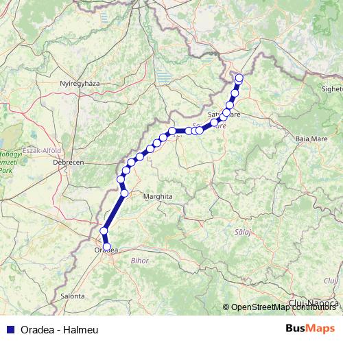 Oradea - Halmeu rail Line Map