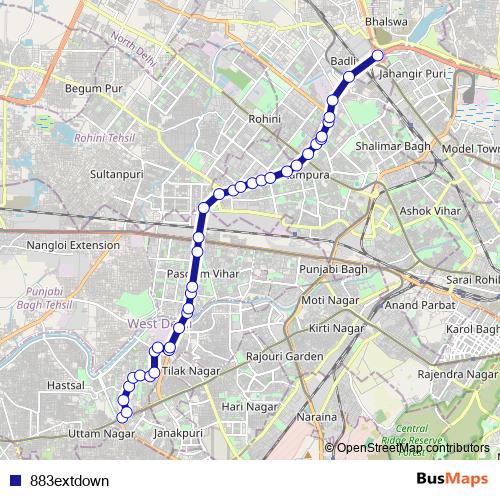 883extdown bus Line Map