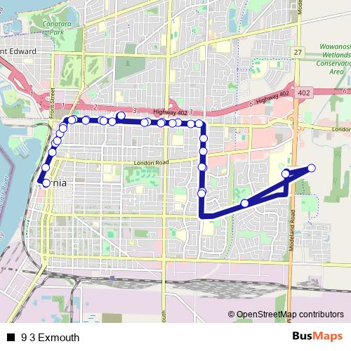 9 3 Exmouth bus Line Map