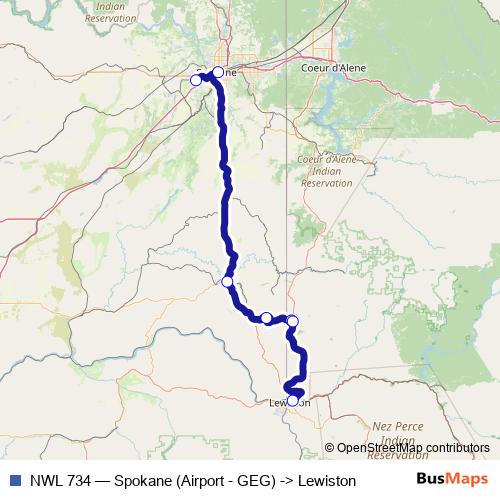 NWL 734 bus Line Map